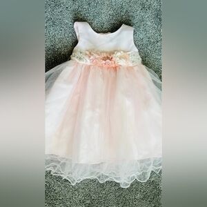 Bonnie Jean Light Pink & Ivory Floral Tulle Dress
